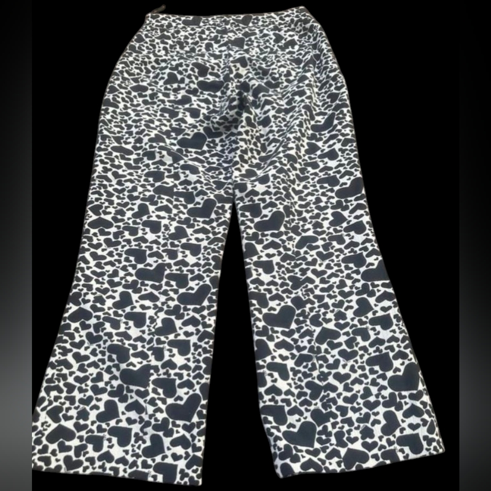 ZADIG & VOLTAIRE* ' Polis Jac Coeur' Black/White Heart Print Pants 2pkt Size 36